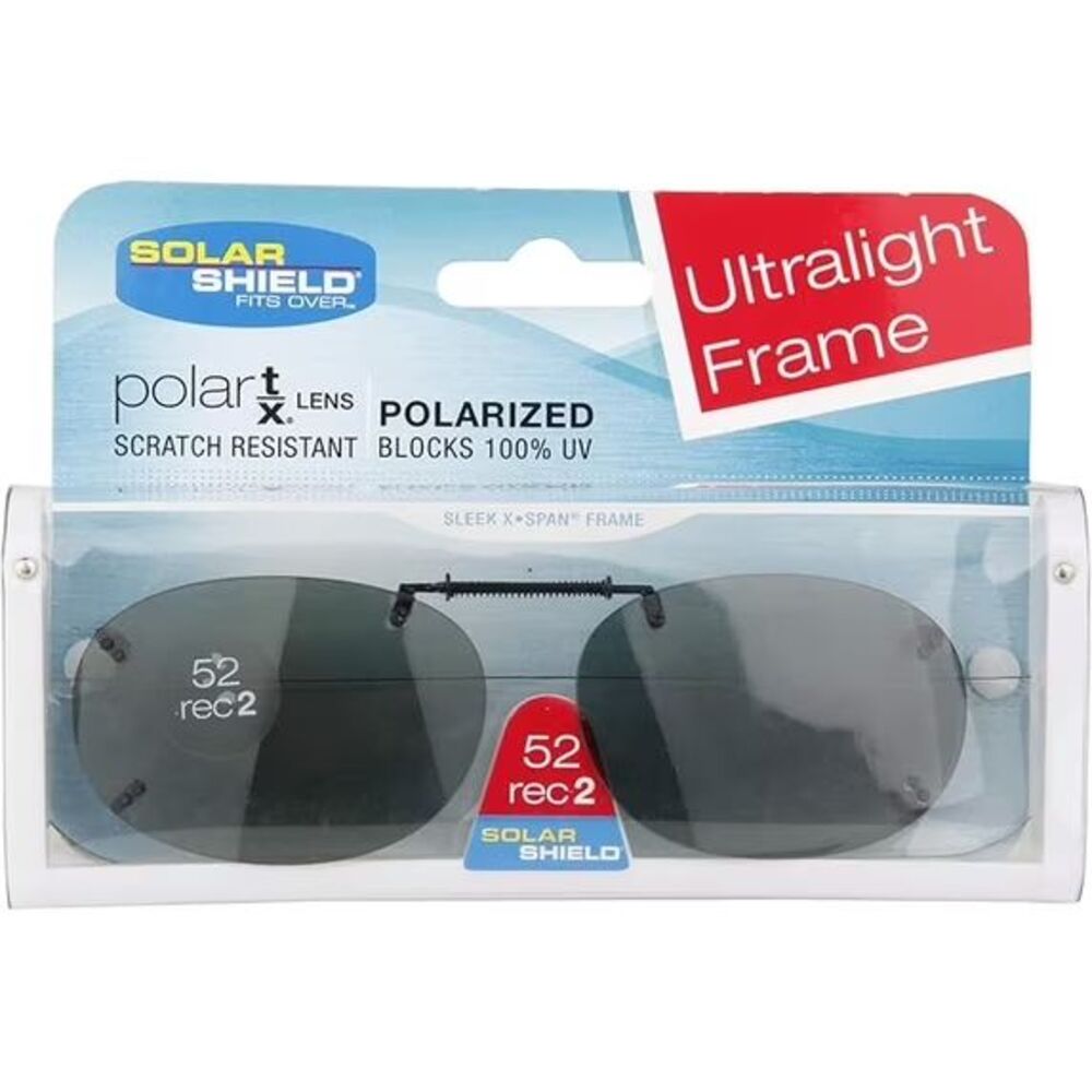 Solar Shield Polarized 52 rec2 Clip On Ultrlight Frame Sunglasses